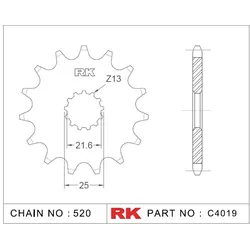 RK Antriebsritzel 4019 14 Zähne gummiert (geräuschdämpfend)