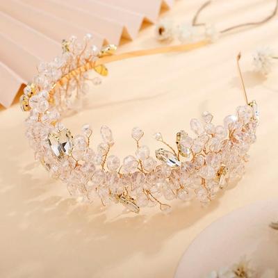 Uplifted Finds Women Rhinestone Bridal Tiara Headband Handmade gold