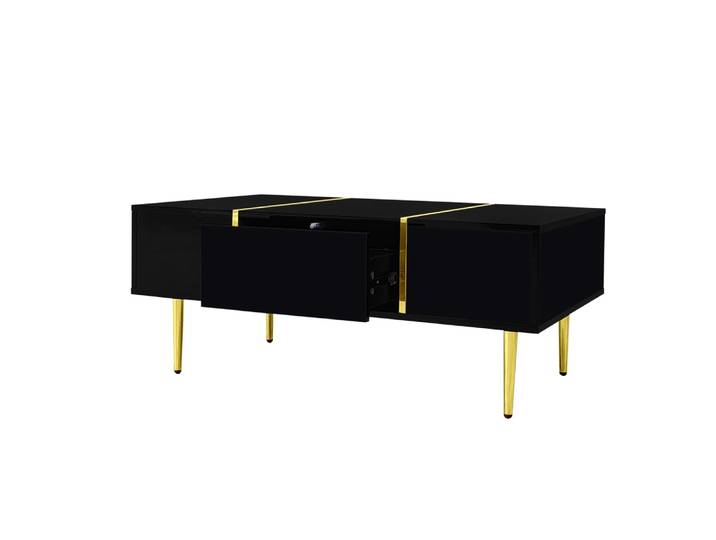 Table basse noire avec 2 tiroirs 100 x 60 x 41,5 cm