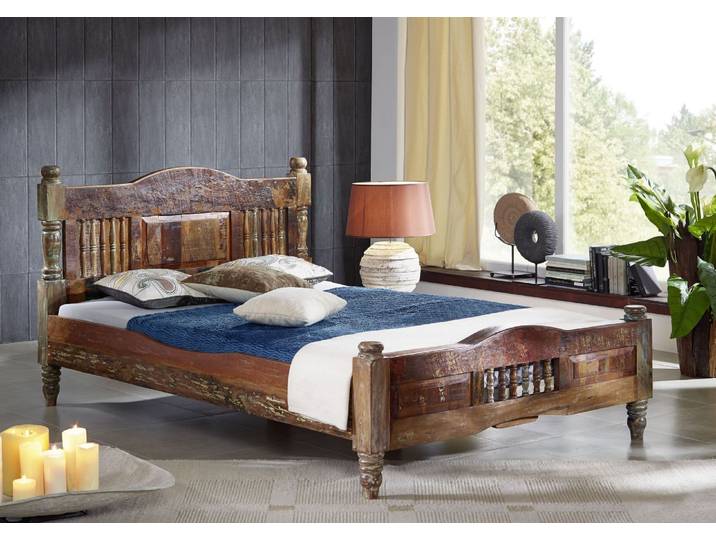 Bett Altholz 120x200x100 mehrfarbig lackiert FABLE #20