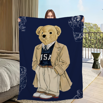 Shop Station Cute Bear Cartoon Flannel Blanket Soft Plush Throw For Sofa, Bed, Travel & Cozy Home Decor d 29.53 39.37 In