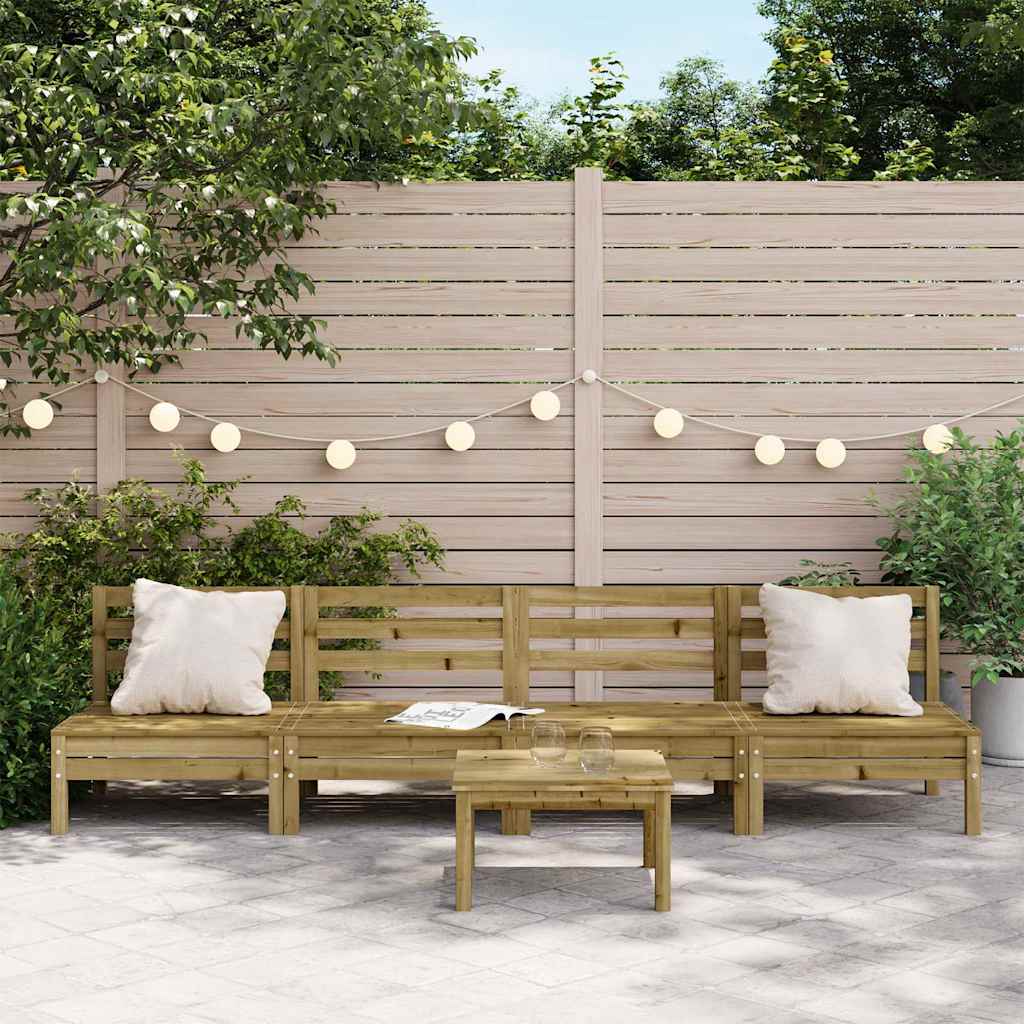 vidaXL Corner Sofa 4 pc Treated Pine Wood Natural Impregnated Standard