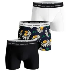 Björn Borg 3P Essential Shorts 2033 Schwarz geblümt Baumwolle Medium Herren