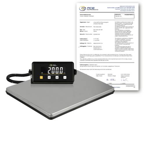 PCE Instruments PCE-PB 200N-ICA Plattformwaage PCE-PB 200N-ICA kalibriert (ISO) Wägebereich (max.) 200kg Ablesbarkeit 100g