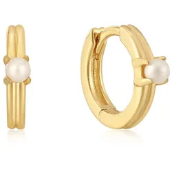 ANIA HAIE - HOOP EARRINGS - HUGGIES - Pearl Cabochon - gold