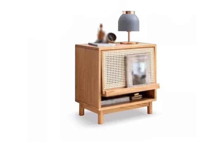 YCCHAH Sofatisch Massivholz Rattan Beistelltisch Wohnzimmer Kleiner Tisch Sofa Nordic Schlafzimmer Aufbewahrung Nachttisch Wohnzimmer-Beistelltisch(A)