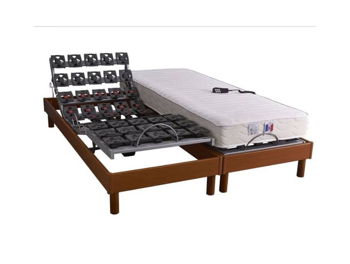 Sommier électrique et matelas 100% latex 5 zones 2x90x200