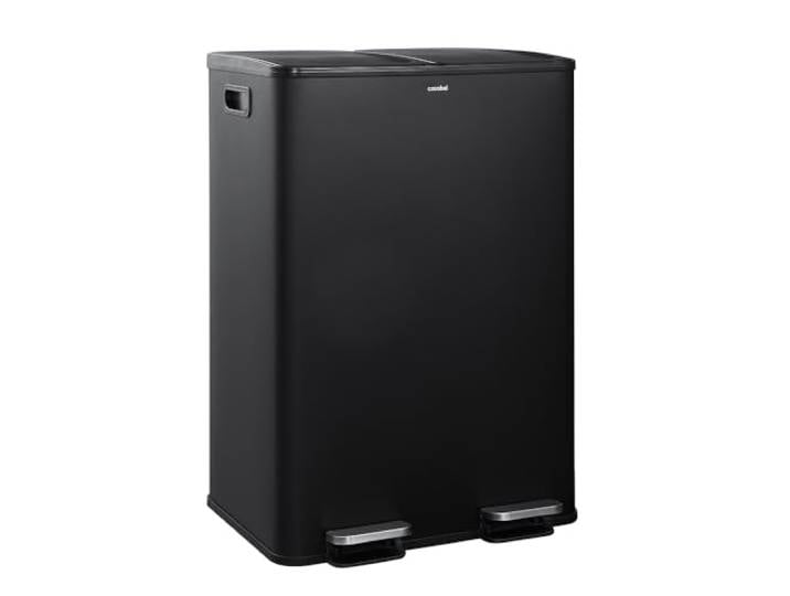 CASABEL Doppel-Küchenabfalleimer 2x30L, Edelstahl, 2 Pedale, Schwarz Doppelfach, intelligente Mülltrennung, 60L, fingerabdruckresistent, dichte Deckel, herausnehmbare Eimer, pflegeleicht