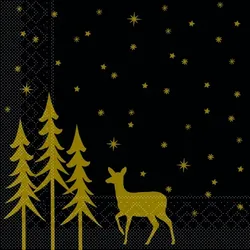 Tissue Serviette Liane in schwarz, 33 x 33 cm, 100 Stück - Mank Weihnachtsserviette