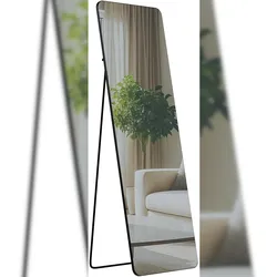 DELUKE Standspiegel MURCIA - Glas Schwarz-matt 50x3x150 cm | Ganzkörperspiegel Freistehender Spiegel Groß Schlafzimmer