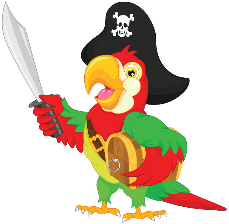 Ambiance-sticker Sticker pirate un perroquet et son trésor