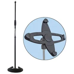 keepdrum MS96 Mikrofonstativ mit iPH01 Tablethalter, Mikrofonständer, Schwarz