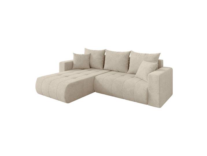 ECKSOFA mit Schlaffunktion Ottomane Links MILA-L 277x194x86 Creme Velours