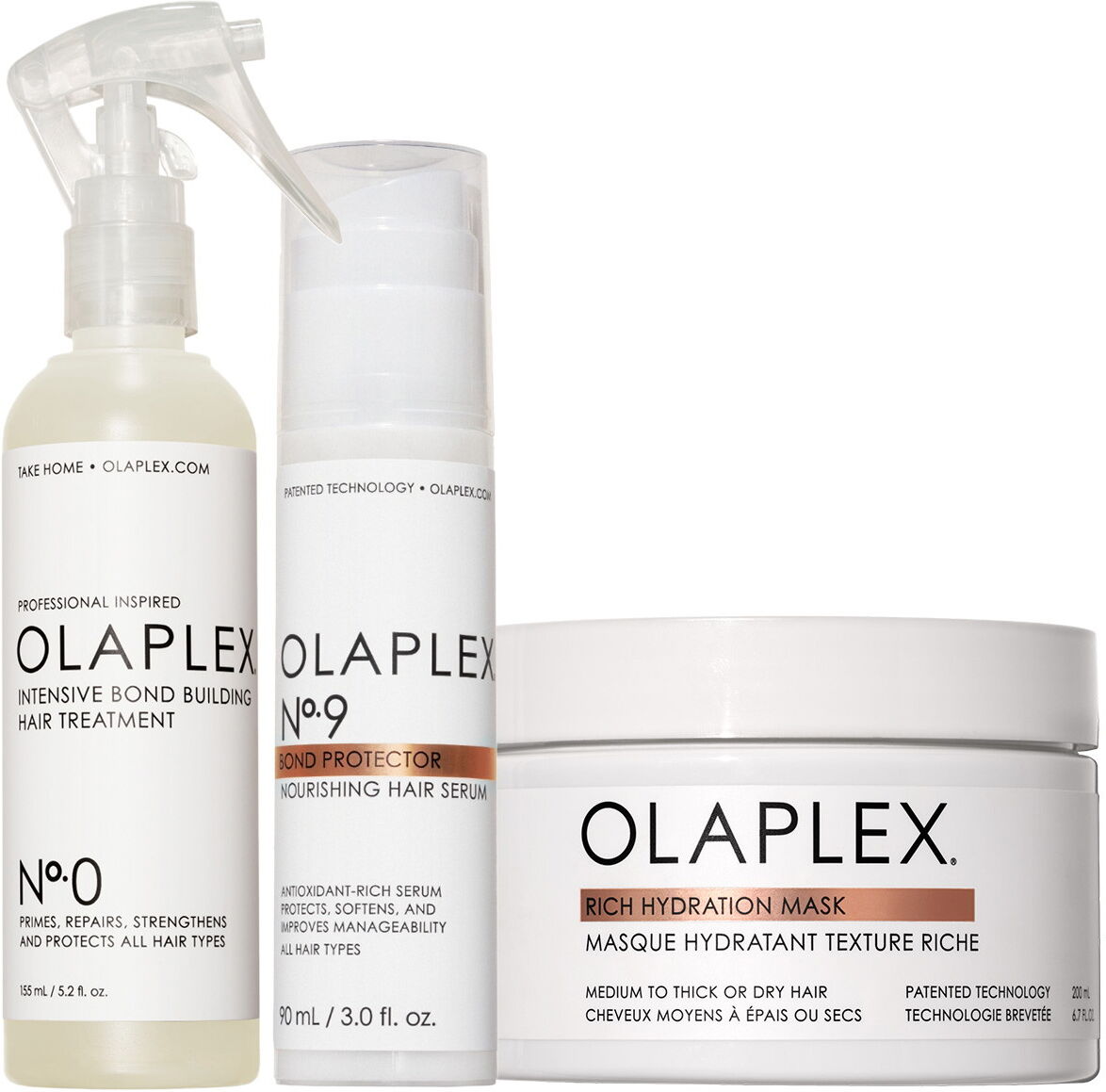 445ml Olaplex Repair Set (No.0 155ml + No.9 90ml + Mask 200ml)