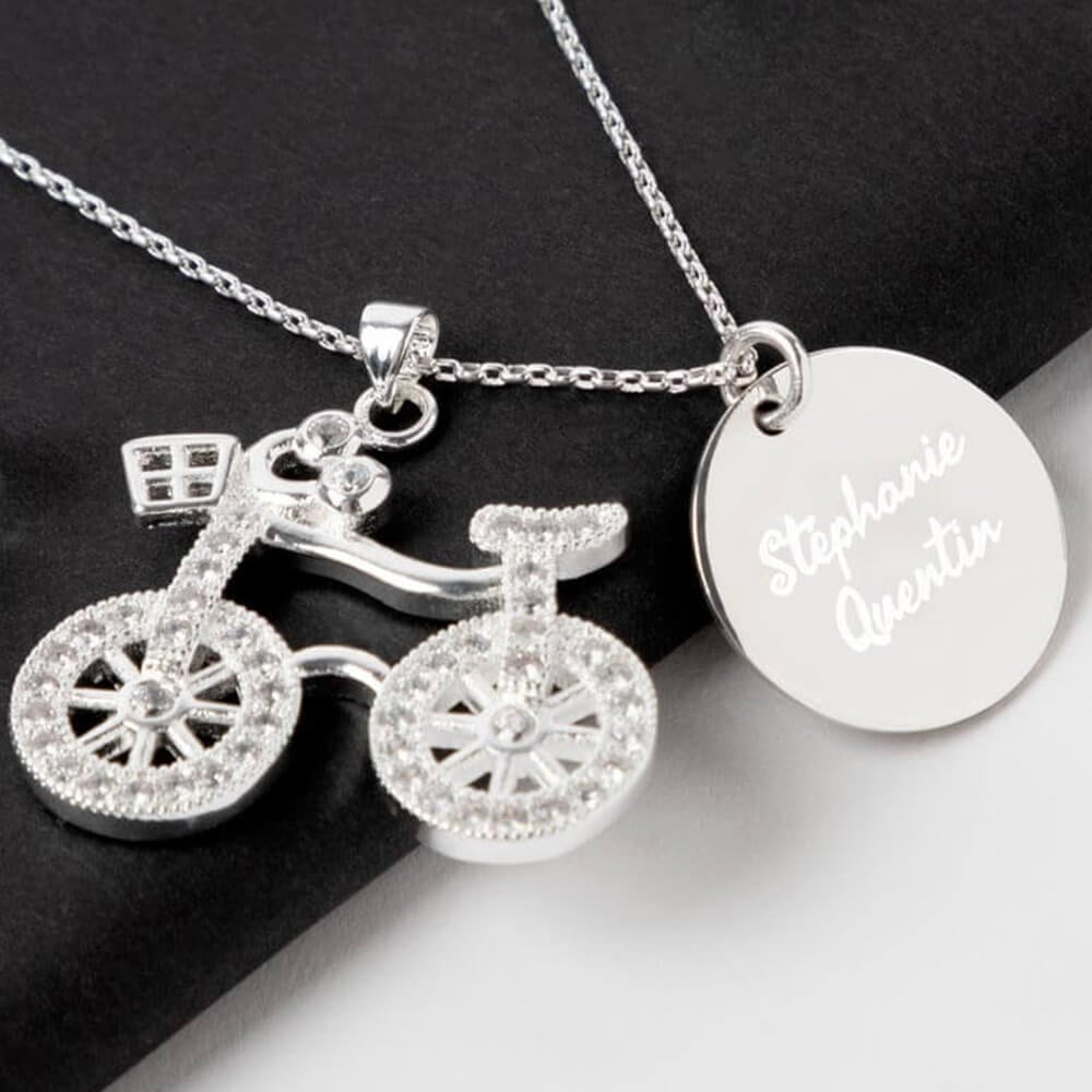 Ocadeau Collier vélo argent personnalisé