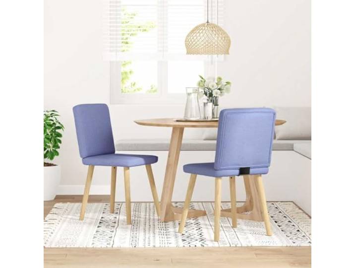 KTHLBRH Esszimmerstuehle 2 STK Jeansblau Stoff mit Metall Holz Gestell Polyesterbezug, Schaumstoffpolsterung, stabiles Metall-Holz-Gestell, vielseitig einsetzbar