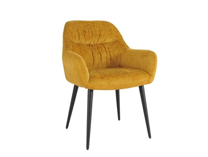 Chaise de repas tissu microfibre jaune moutarde pieds métal - ATLANTA Meubletmoi
