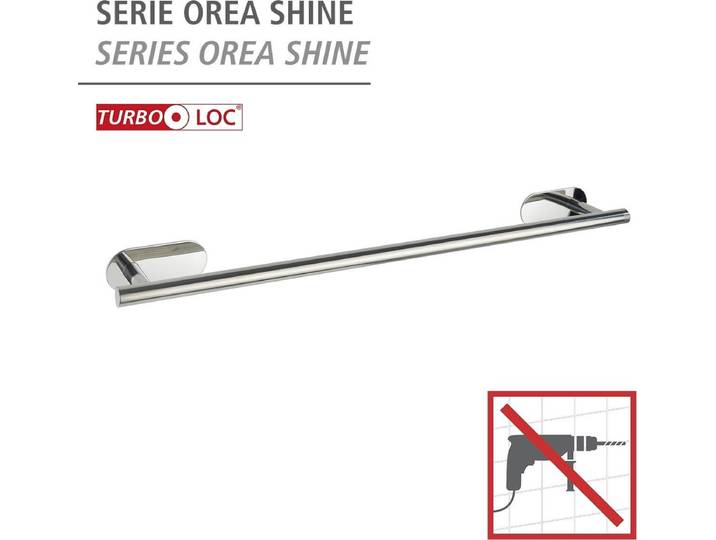 WENKO Turbo-Loc® Handdoekhouder Orea Uno RVS glanzend 60cm breed - Handdoekrek - Bevestigen zonder boren - Zelfklevend - 10 jaar garantie