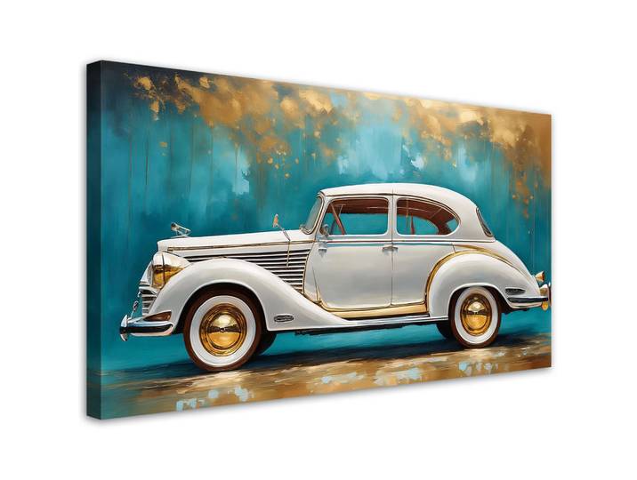 Feeby Wandbild vintage retro auto türkis hintergrund, Türkis, Fahrzeuge, Rechteckig, 80x40 cm, Bilder & Rahmen, Bilder, Leinwandbilder