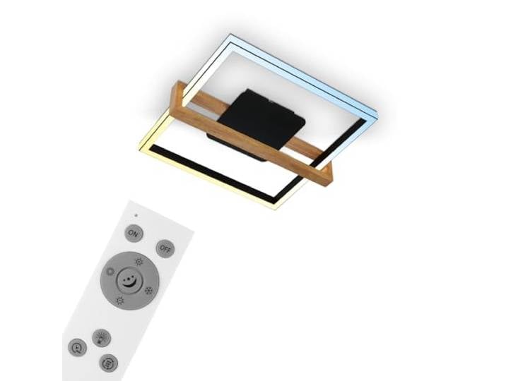 Briloner - Plafonnier LED dimmable CCT\, télécommande\, veilleuse et minuterie\, plafonnier LED\, lampe LED\, lampe de salon\, lampe de chambre\, lampe de cuisine avec bois