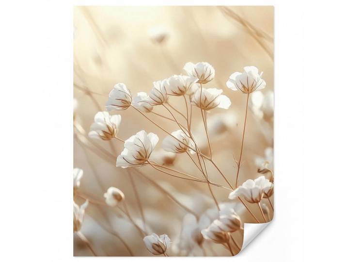 OnlyWow Tapete - Wild - Blumen - Weiß - 180x200 cm, Creme, Papier, Rechteckig, 180x200 cm, Tapeten & Wandverkleidungen, Vliestapeten