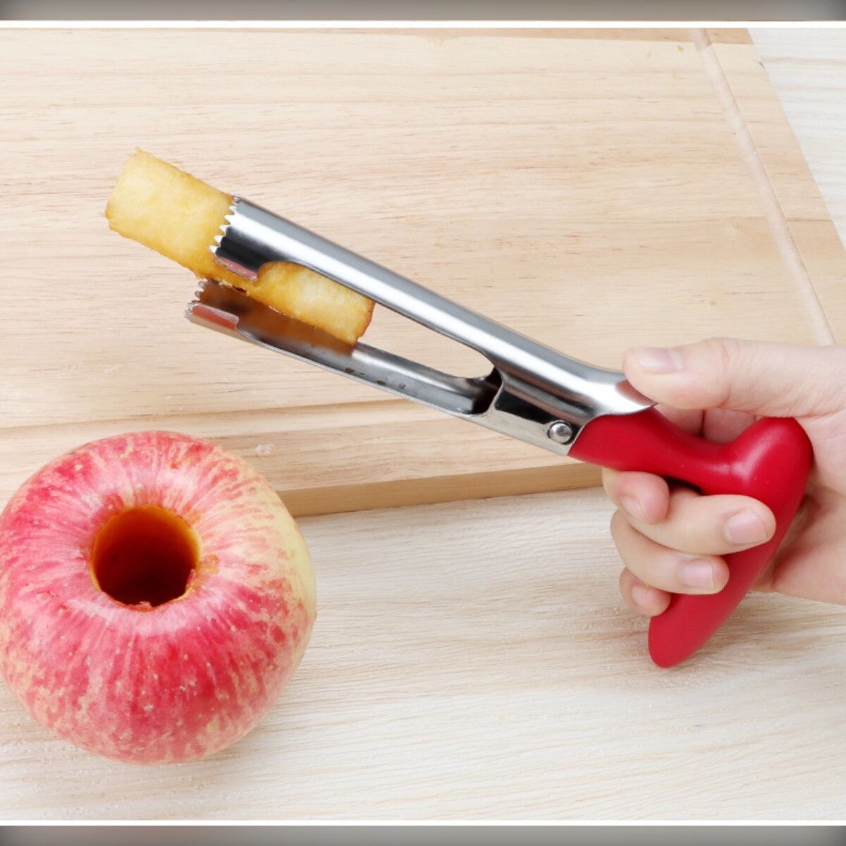 INF Apple kompatibel mit Apfelentkerner (2er-Set) – 430 Edelstahl Kernentferner mit PP-Kunststoffgriff, Fruchtfleischtrenner,