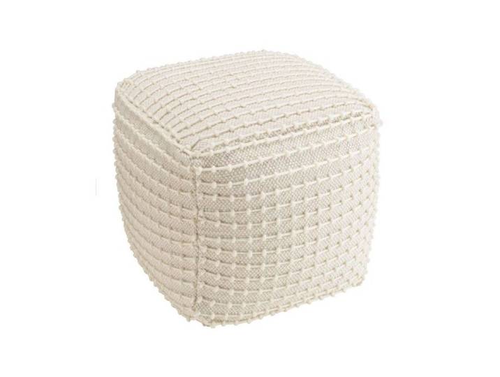 MACABANE SACHA - Pouf carré en laine texturée couleur blanc