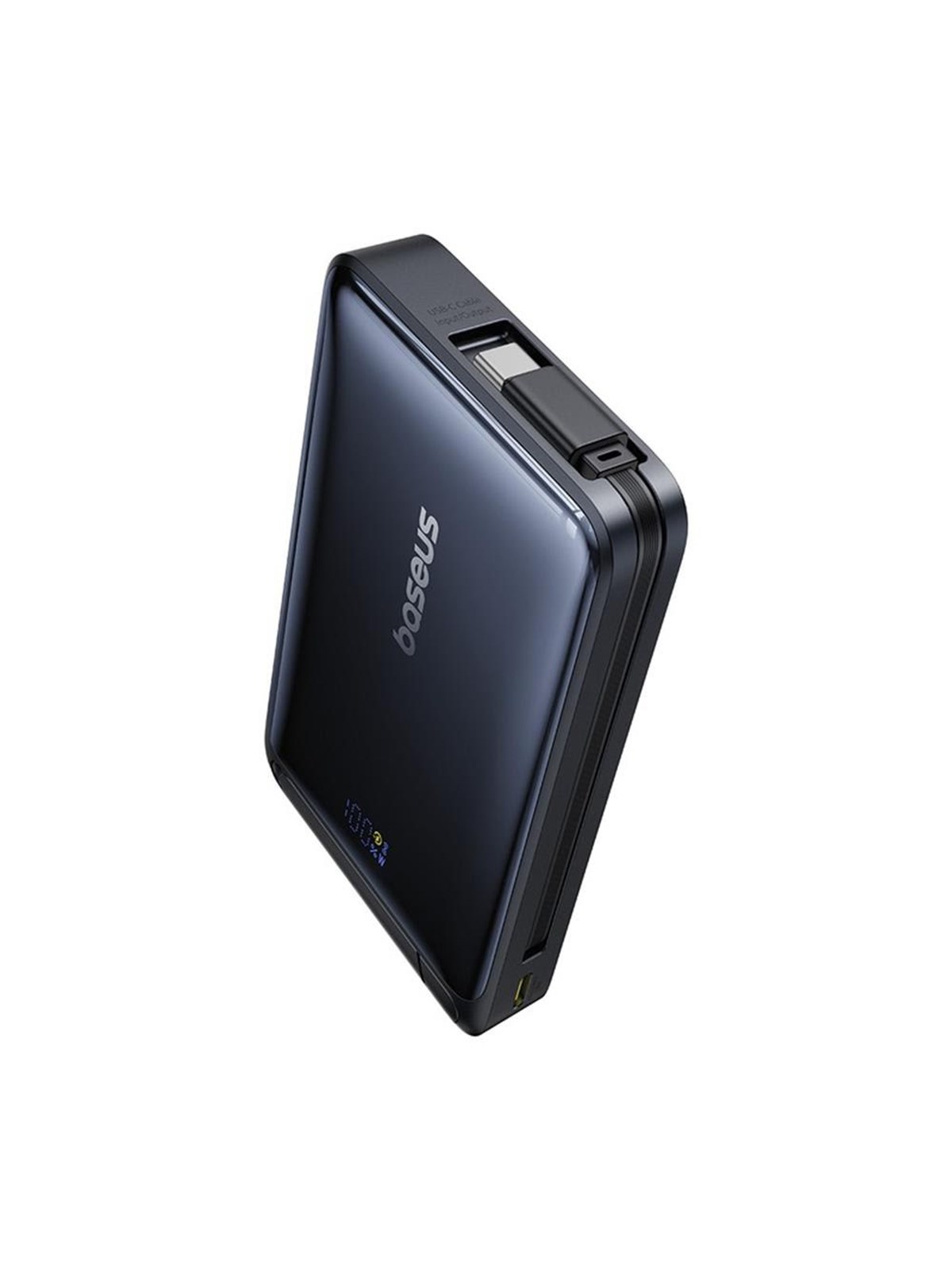 Baseus Nomos 10000mAh 30W Qi2 Power Bank with MagSafe Compatible Stand with Built-in USB-C Cable - Black - 10000 mAh