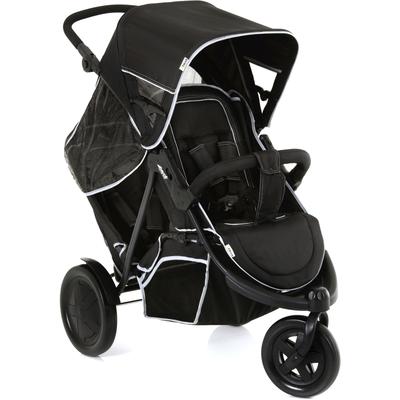Geschwisterwagen HAUCK "Freerider black", Kinder, schwarz, Nylon, Kinderwagen, mit schwenk- und feststellbarem Vorderrad