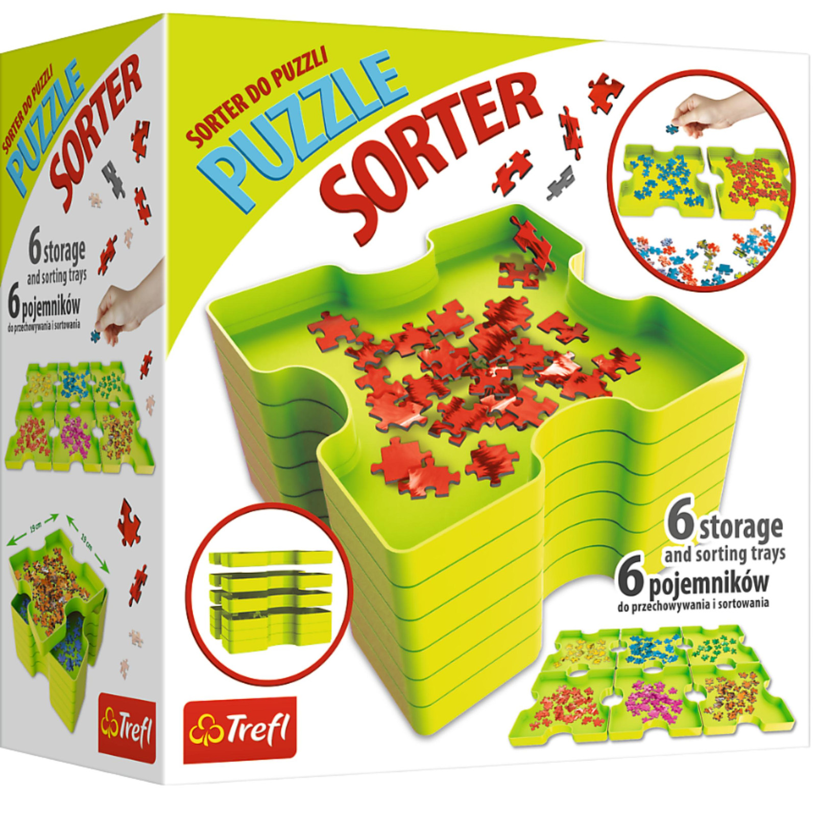 Trefl 90816 Puzzelstukjes sorteerder - 6-delig, stapelbaar