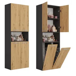 Badezimmer-Hochschrank Nel 2K/DK ANTHRAZIT ARTISAN