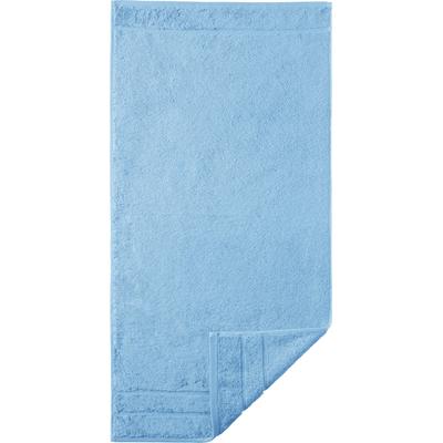 Badetuch EGERIA "Prestige", blau (mittelblau), B:75cm L:160cm, Walkfrottee, Obermaterial: 100% Baumwolle, Handtücher, Badetuch, Uni Programm mit Streifenbordüre, SUPIMA Baumwolle