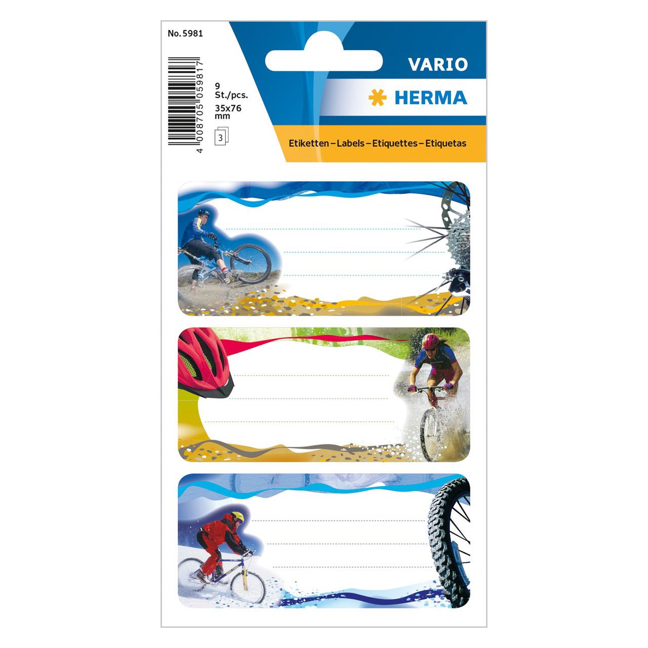HERMA Schuletiketten Mountainbike, 9 Etiketten