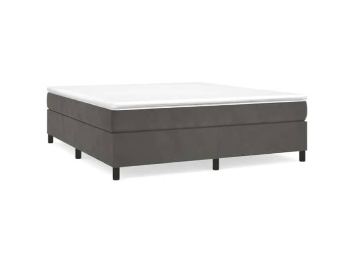 PUGYNBK Boxspringbett aus Samt, dunkelgrau, 180 x 200 cm Taschenfederkernmatratze, mittelhart, Sperrholzlatten, schonender Hautschutz