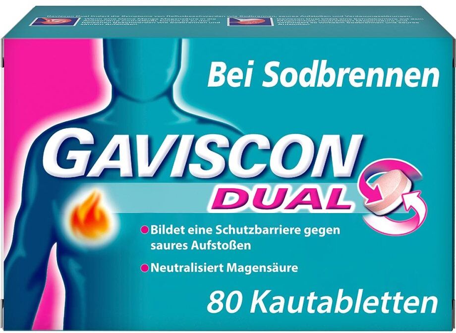 GAVISCON Dual Kautabletten mit Zweifachwirkung gegen Sodbrennen 80stk