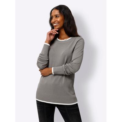 Strickpullover HEINE "Pullover", Damen, Gr. 38, grau, 70% Viskose, 30% Polyamid, unifarben, Pullover Strickpullover