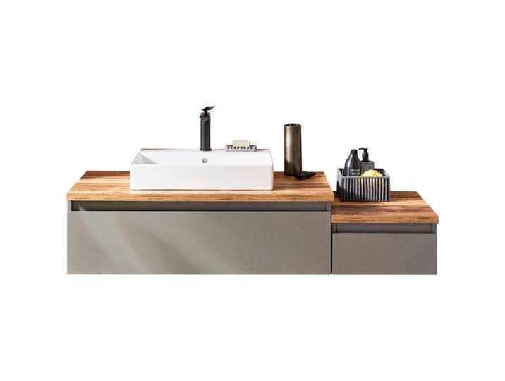 Schöner Wohnen Waschtischkombi, Grün, Eichefarben, Keramik, 2 Schublade(n) Schubladen, 141.2 cm, Goldenes M, Made in Germany, hängend, Badezimmer, Waschbecken & Armaturen, Waschtische