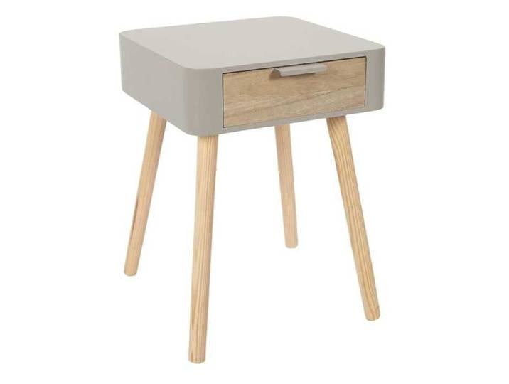 Toilinux - Table de chevet 1 tiroir en MDF - Taupe