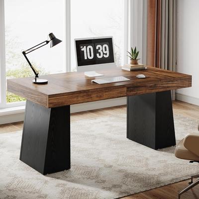 Bluebell 55 Inches Long Executive Computer Home Office Desk with Heavy Duty Pedestal
