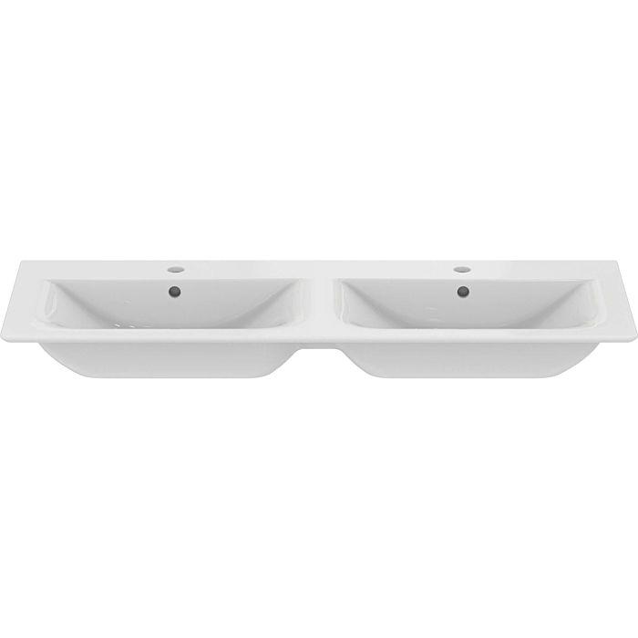Ideal Standard Connect Air Möbel-Doppel-Waschtisch E0273MA 124x46cm, weiß Ideal Plus, mit Hahnlöchern und Überläufen