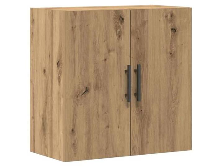 Wandschrank 60 x 31,5 x 60 cm Holztechnik Eiche Handwerk 2 Einlegeböden, 2 Türen, lange Griffe, Wandmontage, minimalistisches Design, geeignet für Badezimmer und Wohnzimmer