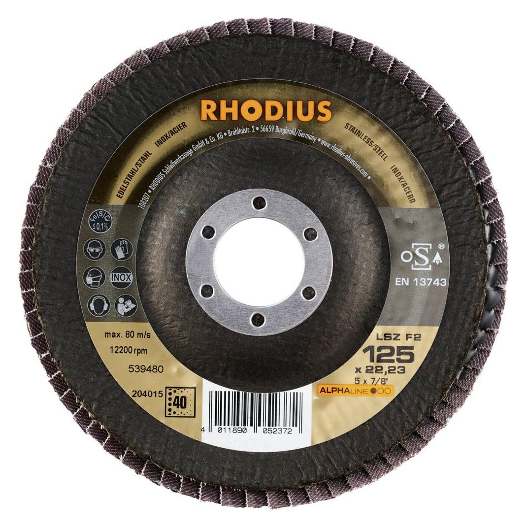 Rhodius Lamellenschleifscheibe LSZ-F2, 125 mm, Korn 40 K221 (40) (4011890052372)