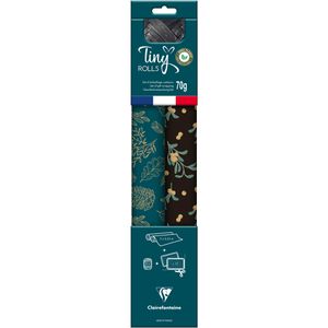 Clairefontaine Geschenkpapier 223889C, Tiny Rolls, blau / schwarz, 35cm x 5m, 2 Rollen & Band