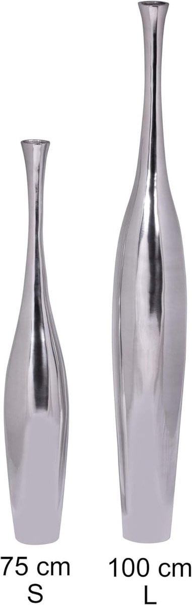 Grote Zilveren Aluminium Vaas voor Moderne Decoratie