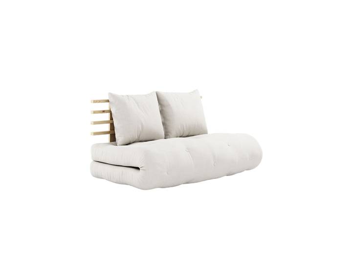 Matelas futon et tête de lit bois massif naturel SHIN SANO 140x200 écru naturel
