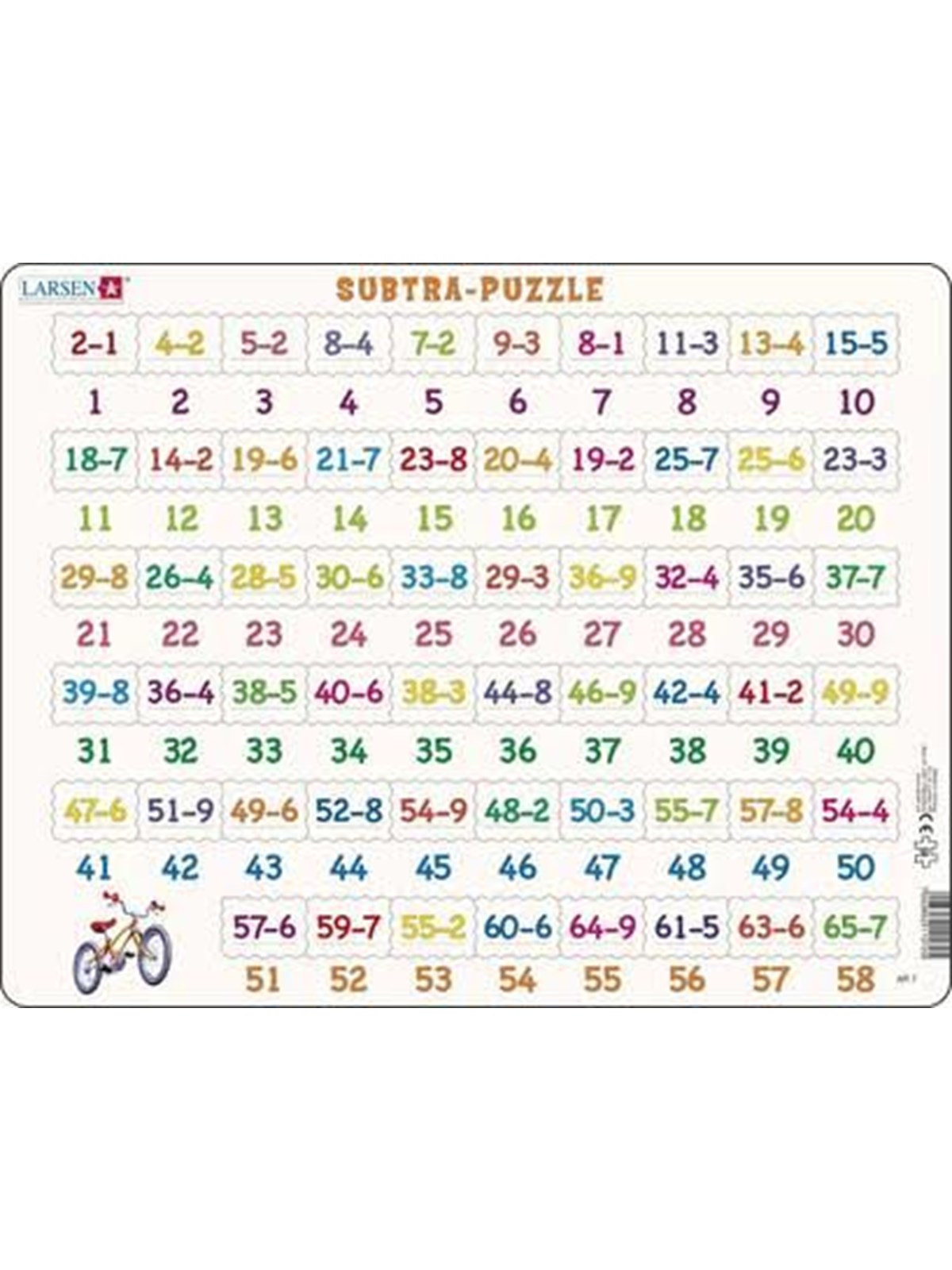 Larsen Puzzles Math Puzzle: Subtraction - 58 pieces Maxi (36.5 x 28.5 cm) 2D Puzzles