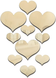 Inspire Curations 10 Piece 3D Love Heart Acrylic Mirror Wall Stickers Removable DIY Decor gold