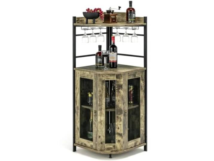 Eck Barschrank Verstellbares Regal for Zuhause, Küche, Esszimmer, Bistro Eck-Barschrank, Weinlager, Metalltüren