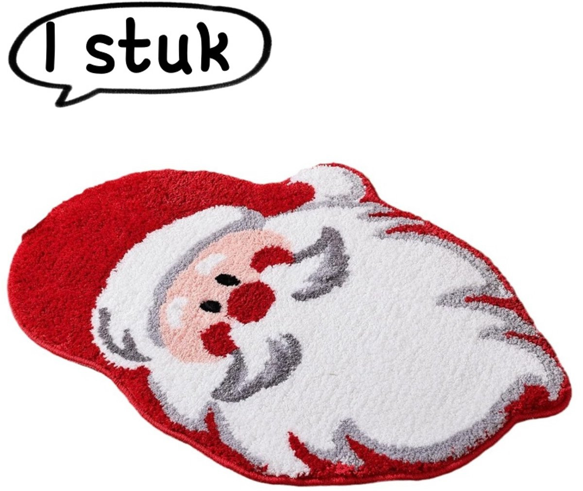 Kerstman badkamat - Rood - Absorberende en vlekbestendige vloermat voor kerstdecoratie