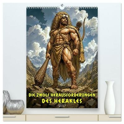Die zwölf Herausforderungen des Herakles (hochwertiger Premium Wandkalender 2027 DIN A2 hoch), Kunstdruck in Hochglanz